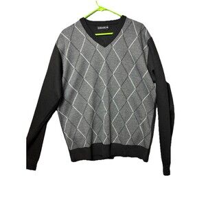 Sorano Men’s Sweater Size XXL Black & Gray Argyle Long Sleeve Dress